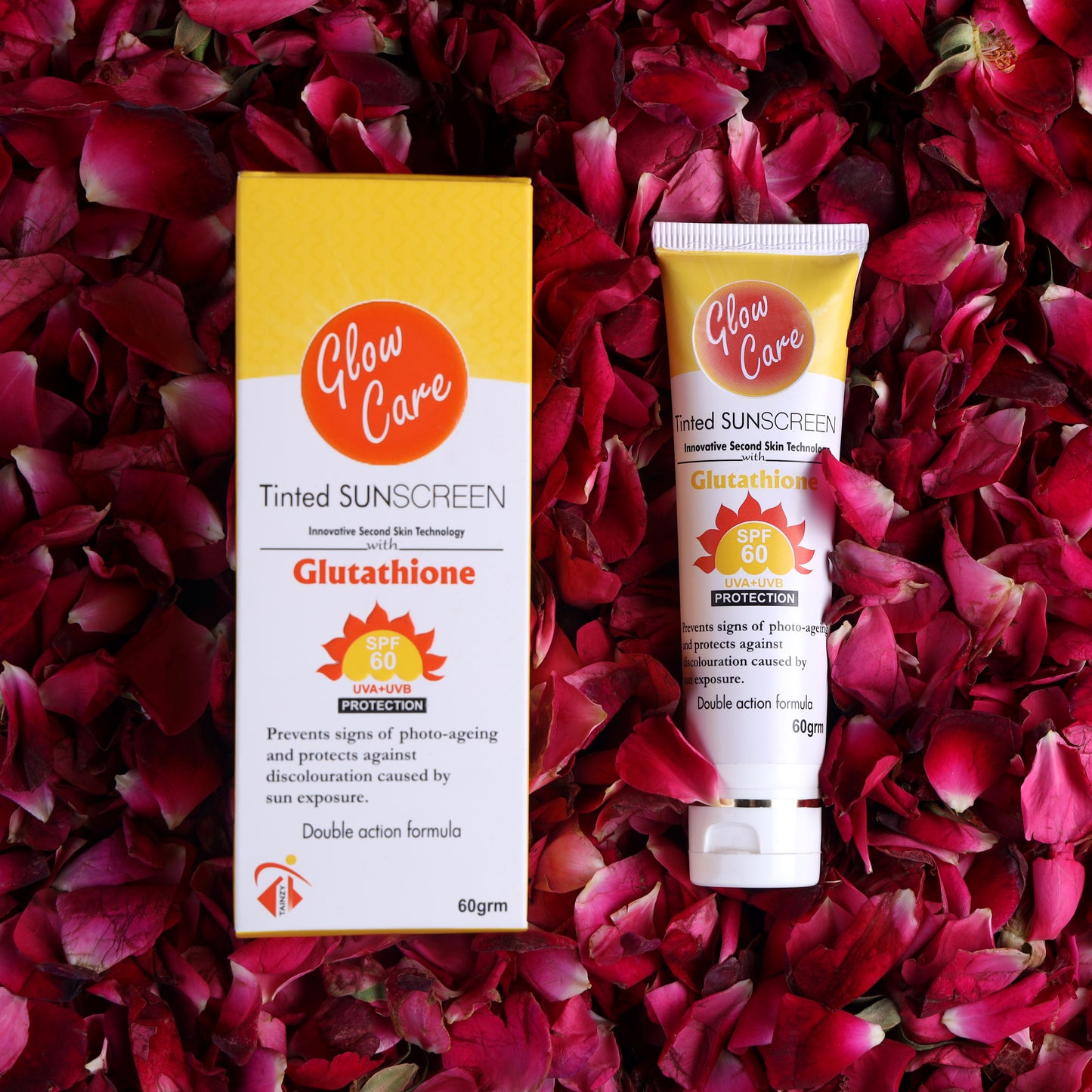 GLOWCARE sunscreen (Avobenzone 3%, Octyl Methoxycinnamate 7.5%, zinc oxide 15%)