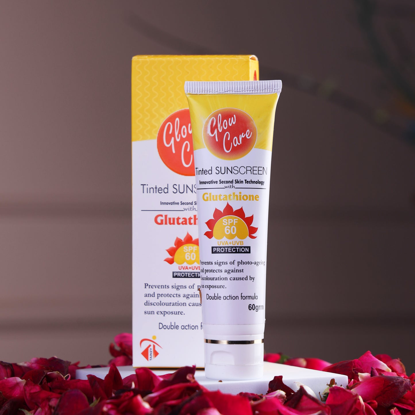 GLOWCARE sunscreen (Avobenzone 3%, Octyl Methoxycinnamate 7.5%, zinc oxide 15%)